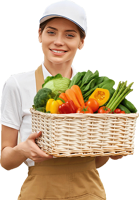 wooden crate filled with a vibrant variety of fresh, organic vegetables